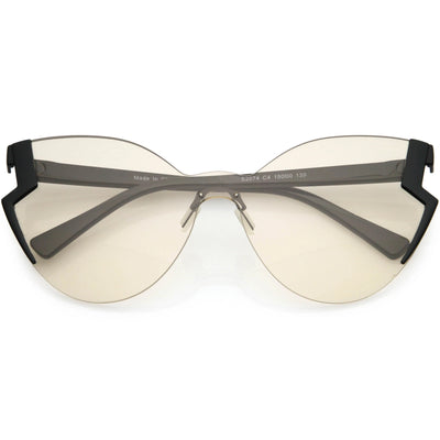 Oversize Women's Laser Cut Mono Lens Cat Eye Sunglasses C973