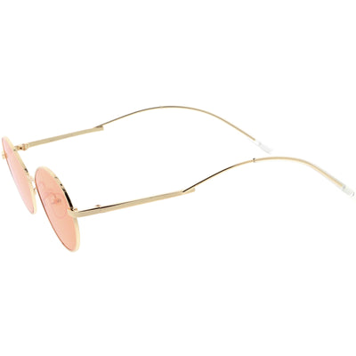 Retro Sophisticated Color Tinted Lenses Gold Metal Frame Oval Sunglasses C978