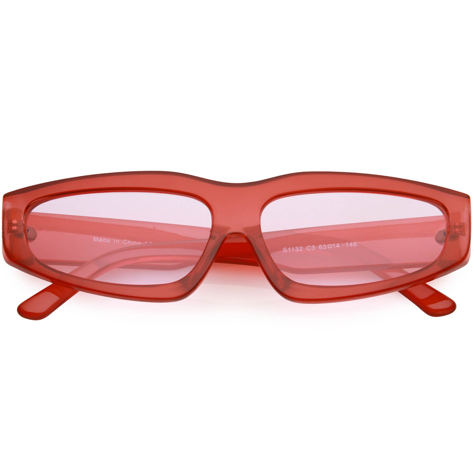 Gafas de sol rectangulares de plástico con montura gruesa estilo años 90 de moda retro C979