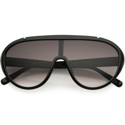 Sporty Fashion Oversize Metal Brow Bar Accent Shield Sunglasses C980