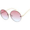 Women's Oversize Round Rimless Color Two Tone Sunglasses C985