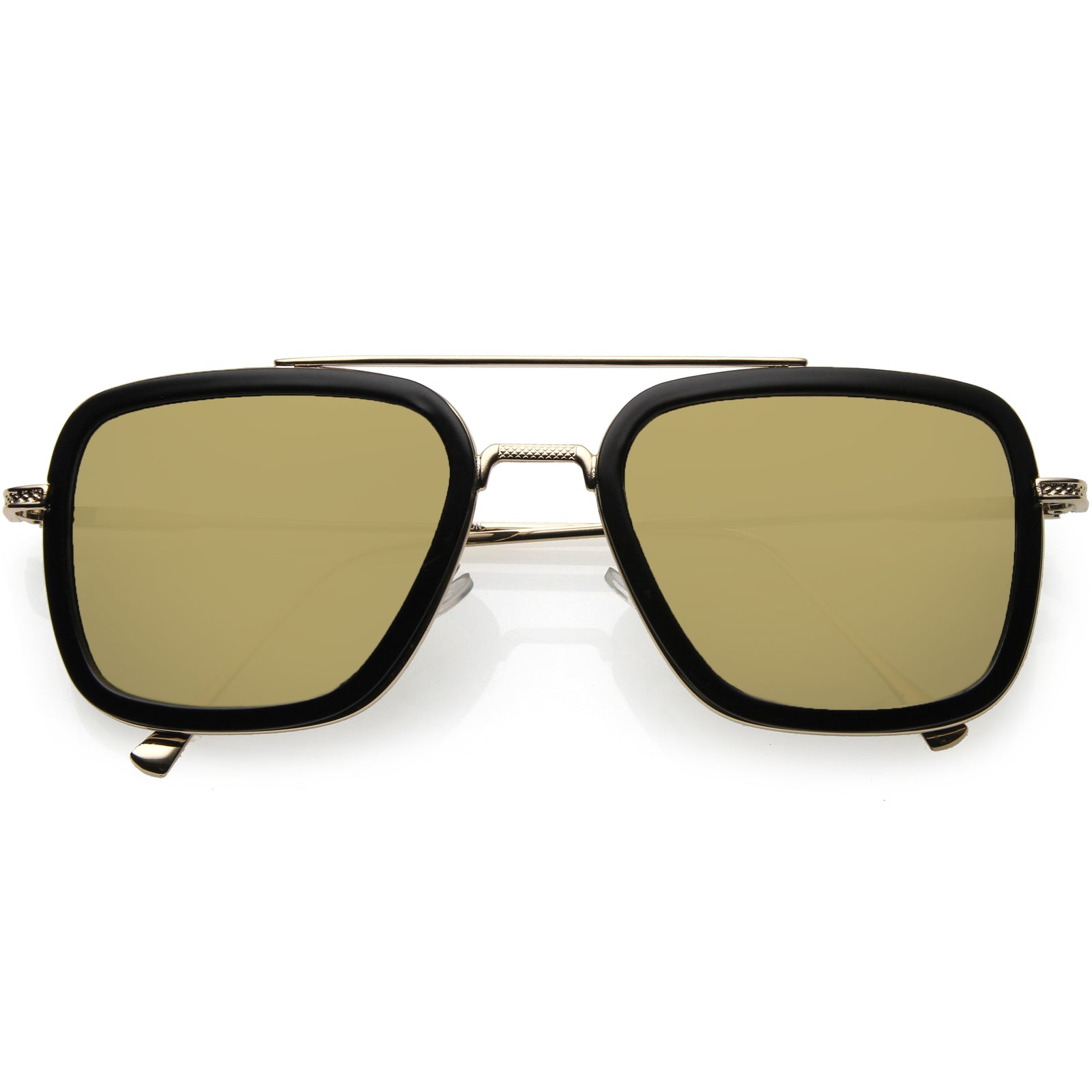 Stark Flight Superhero Pilot Metal Crossbar Accent Square Sunglasses C994