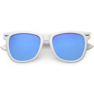 Large Classic Bold White Frame Flash Mirror Lens Horn Rimmed Sunglasses C996