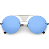 Full Rimless Metal Mesh Crossbar Nose Bridge Pilot Round Sunglasses D003