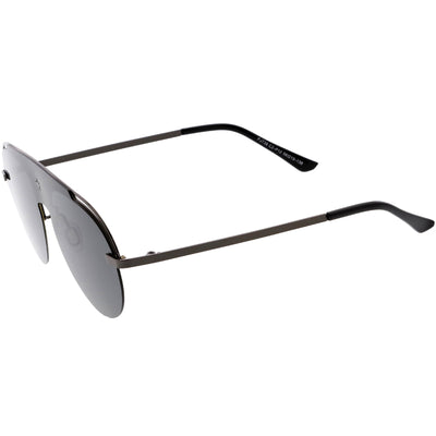 Classic Pilot Metal Brow Bar Star Detail Semi-Rimless Polarized Aviator Sunglasses D007
