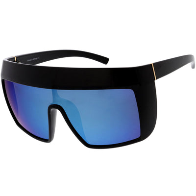 Futuristic Oversize Extended Side Temple Mirrored Lens Sport Shield Sunglasses D013