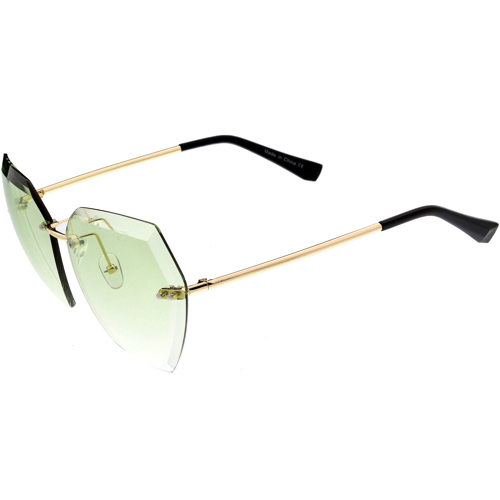 Oversize Rimless Beveled Gradient Lens Geometric Sunglasses - zeroUV