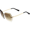 Oversize Rimless Beveled Gradient Lens Geometric Sunglasses D014