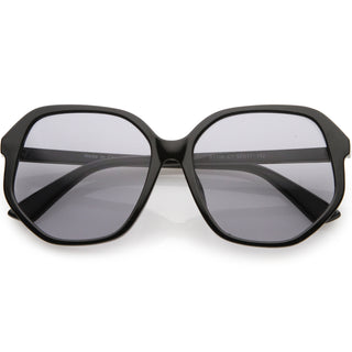 Retro Fab 70s Era Disco Gafas de sol hexagonales cuadradas de gran tamaño D016 - Negro / Ahumado claro