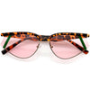 Luxe Geometric Color Temple Detail Browline Cat Eye Sunglasses D019