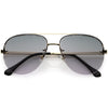 Luxe Oversize Semi-Rimless Bevelled Lens Square Aviator Sunglasses D028