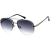 Luxe Oversize Semi-Rimless Bevelled Lens Square Aviator Sunglasses D028