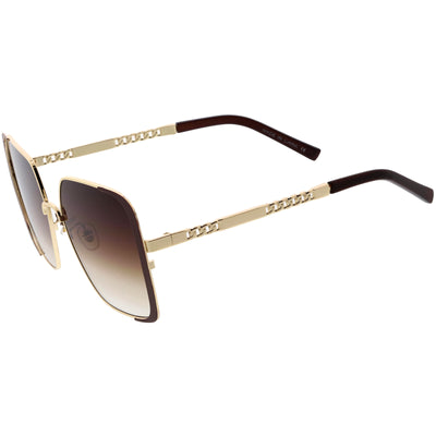 Luxe Oversize Retro Embellished Frame Square Sunglasses D031