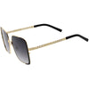 Luxe Oversize Retro Embellished Frame Square Sunglasses D031