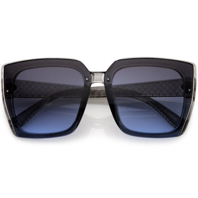 Glamorous Chic Designer-Inspired Argyle Embossed Arms Oversized Square Sunglasses D035