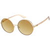 Luxe Posh Two-Tone Metal Side Cover Cut Out Round Sunglasses D055