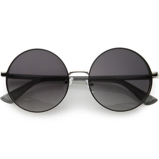 Gafas de sol redondas con corte lateral de metal en dos tonos Luxe Posh D055 - Plata Humo / Lavanda