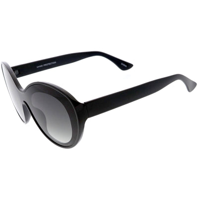 Elegant Oversize Retro Shield Neutral Colored Lens Oval Sunglasses D067