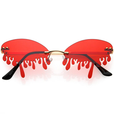 Oozing Melting Effect Color Tinted Lens Oval Rimless Drip Sunglasses D072