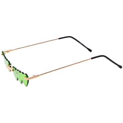 Micro Rimless Three Hearts Color Tinted Lens Heart Sunglasses D074