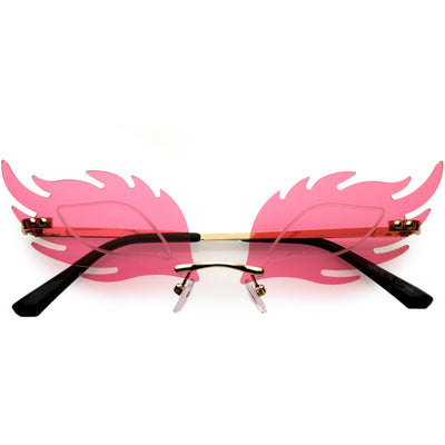 Aesthetically Elegant Fire Bevelled Masquerade Detail Flame Shaped Sunglasses D076