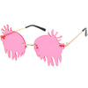 Rimless Splatter Melting Dripping Effect Color Tinted Lens Round Drip Sunglasses D077