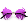 Rimless Splatter Melting Dripping Effect Color Tinted Lens Round Drip Sunglasses D077