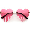 Cute Rimless Love Bleeding Heart Shaped Dripping Effect Tinted Lens Heart Sunglasses D078