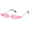 Bold Fire Flaming Shape Color Tinted Lens Rimless Flames Sunglasses D080
