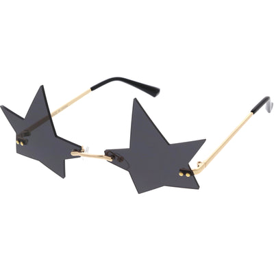 Chic Tinted Star Design Rimless Metal Frame Stars Sunglasses D083