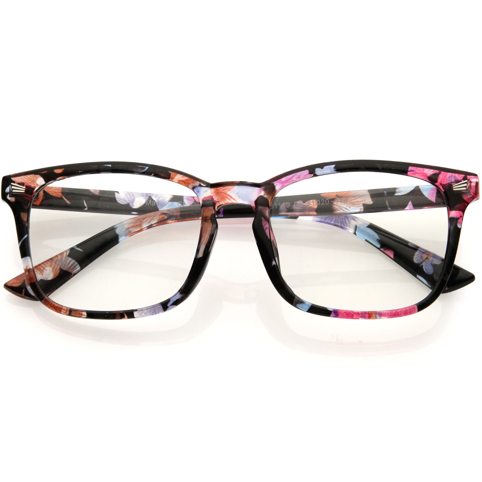 Classy Blue Light Filtering Metal Temple Detail Square Horn Rimmed Glasses D086