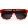 Sleek Oversize Neutral Square Lens Flat Top Shield Sunglasses D098