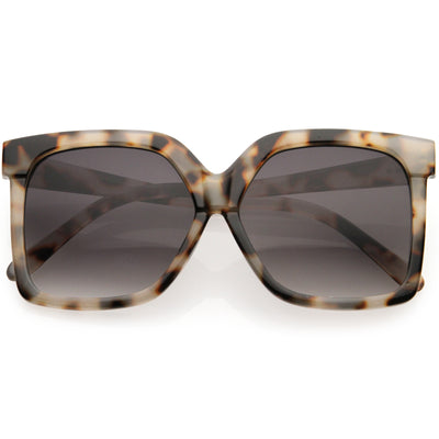Elegant Neutral Colored Flat Lens Square Oversize Sunglasses D099