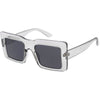 High Fashion Thick Rimmed Neutral Colored Square Sunglasses D102