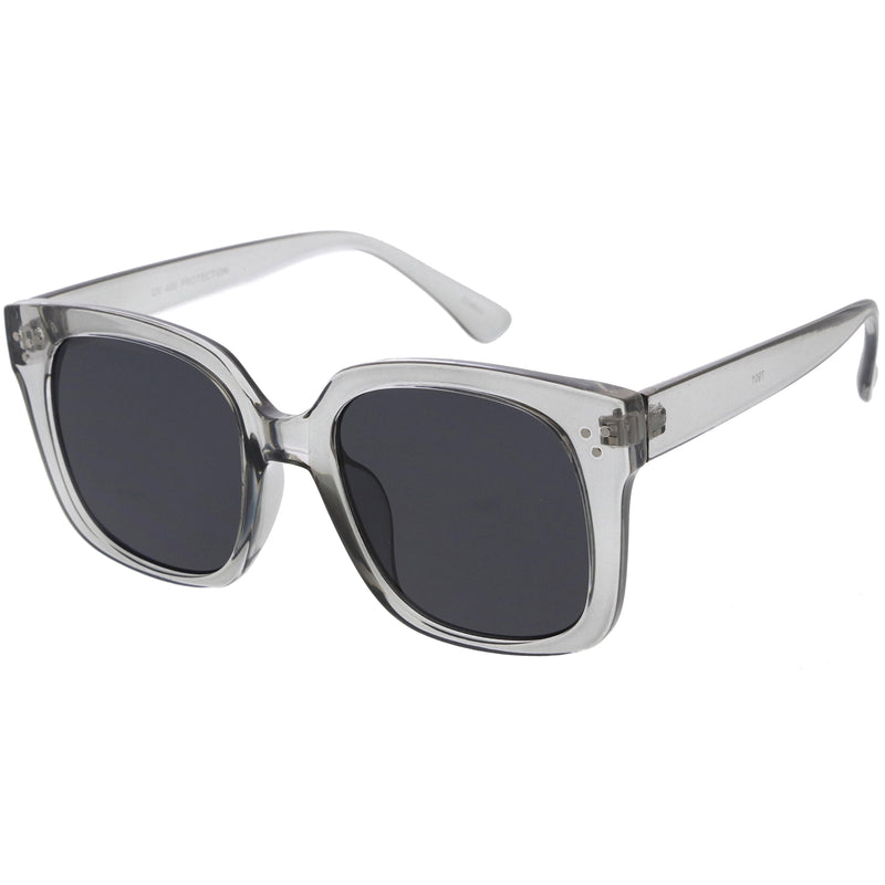 Posh Oversize Neutral Colored Lens Square Horn Rimmed Sunglasses D104