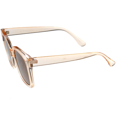 Posh Oversize Neutral Colored Lens Square Horn Rimmed Sunglasses D104