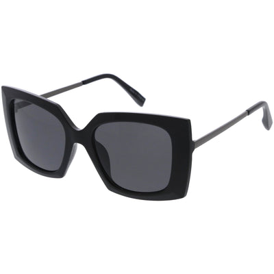 Sleek Metal Arms Two-Tone Neutral Colored Lens Square Sunglasses D105