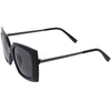Sleek Metal Arms Two-Tone Neutral Colored Lens Square Sunglasses D105