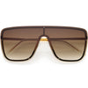 Sleek Oversize Full Rimless Flat Top Square Shield Sunglasses D106