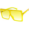 Bold Colored Tinted Lens Translucent Flat Top Oversize Shield Sunglasses D109