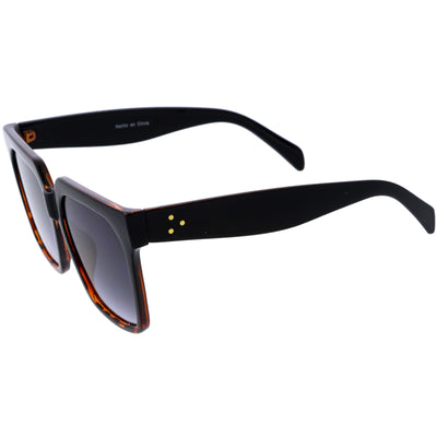 Classy Oversized Neutral Square Horn Rimmed Sunglasses D114
