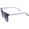 Quilted Textured Arms Neutral Colored Lens Square Sunglasses D115