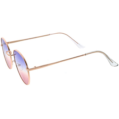 Slim Metal Gradient Colored Lens Round Sunglasses D119