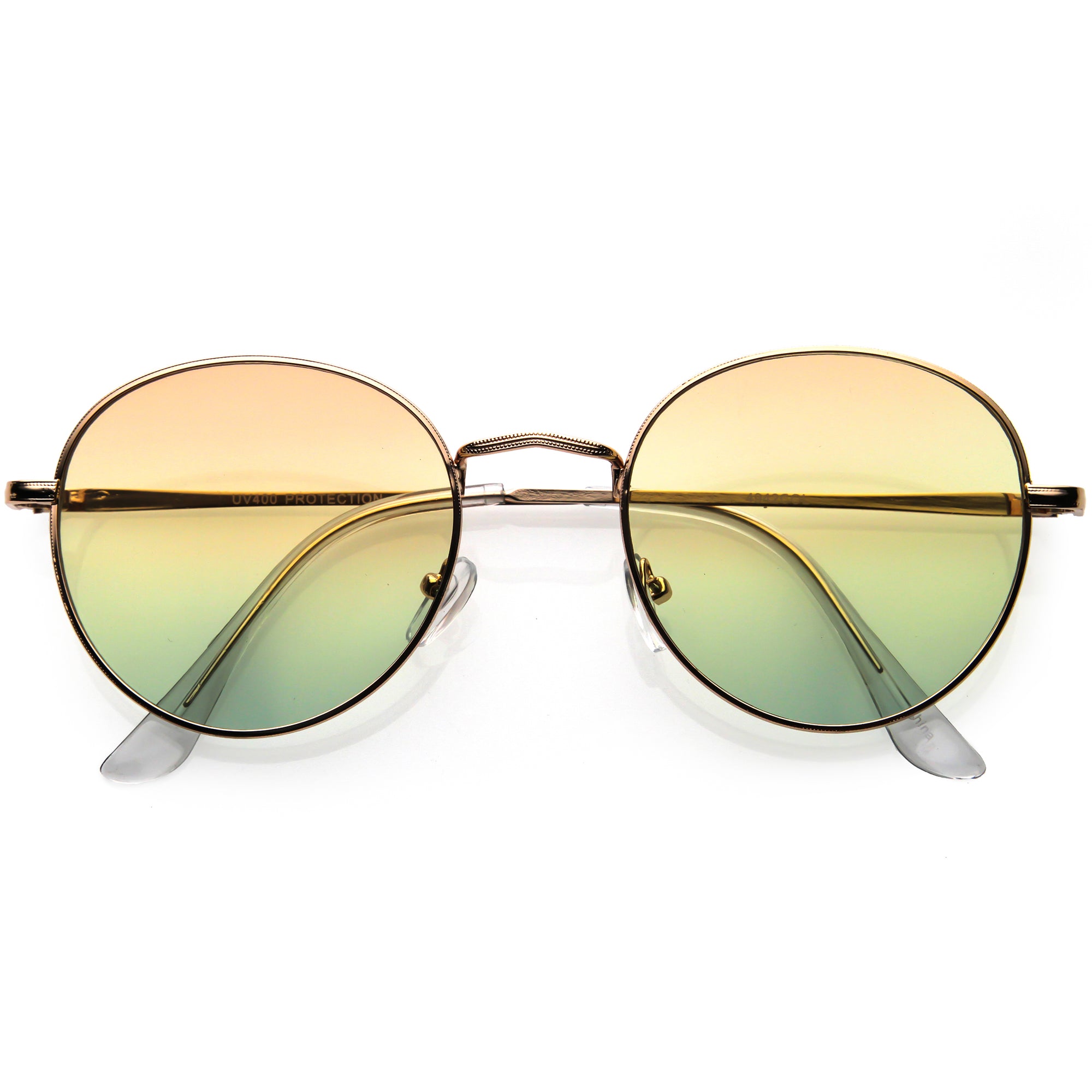 Slim Metal Gradient Colored Lens Round Sunglasses D119