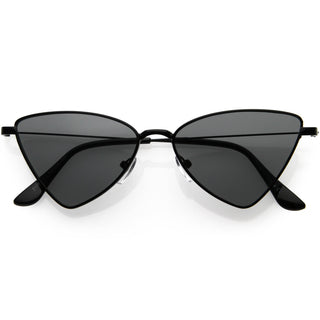 Slim Point Lightweight Metal Cat Eye Sunglasses D122 - Black / Smoke