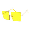 Luxe Rimless Studded Accent Oversize Square Sunglasses D124