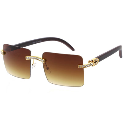 Premium Large Decorated Rhinestones Square Sunglasses D127
