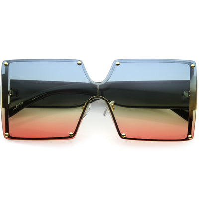 Oversize Chunky Gradient Lens Square Shield Sunglasses D132
