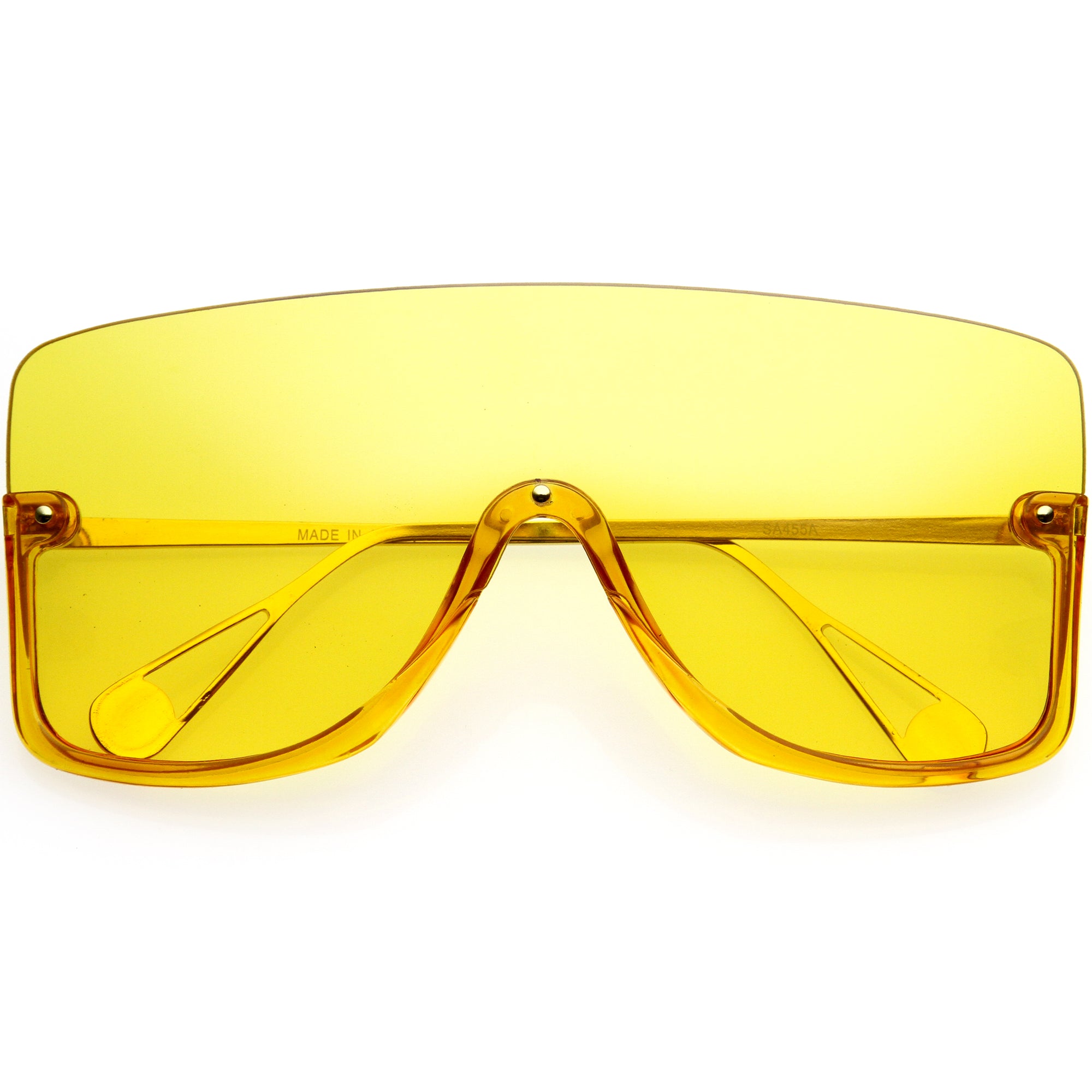 Oversize Gradient Sunglasses Women Rimless Square Big Frame Shield Sunglasses, Green Yellow Red