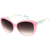 Kids Floral Round Oversize Cat Eye Sunglasses D138